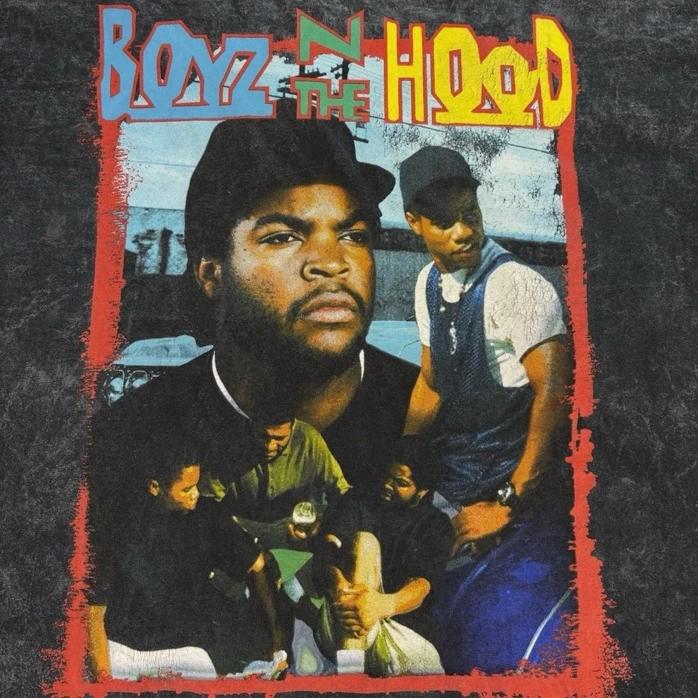 Boyz N The Hood Graphic T-Shirt Mens Large Acid Wash Black Ice Cube Movie Tee 90